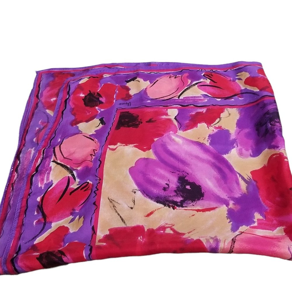Vera Neumann Red, Purple, & Gold Silk Art Scarf Modernism Art Graphic Design - Picture 7 of 7